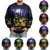Men's Casual Long Sleeve Sweatshirt with Halloween Print Neck for Everyday Wear and Parties