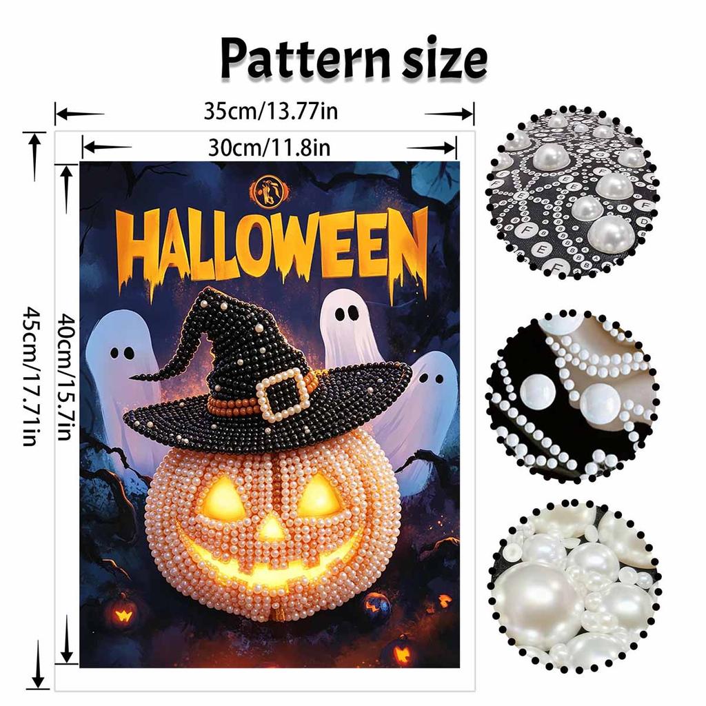 Halloween pearl painting handmade diy art pumpkin pearl home decoration painting