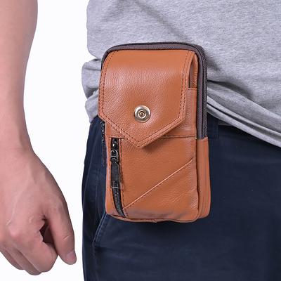 Men Genuine Leather Waist Bag Phone Pouch Belt Bum Bags Male Small Chest Shoulder Bag Zipper Messenger Crossbody Bags Handbag