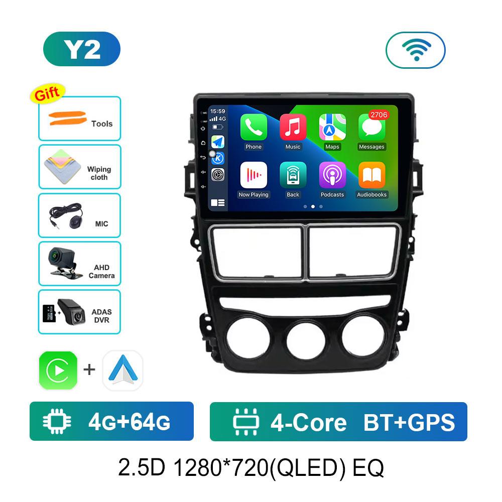 Car Radio Multimedia Player Android 14 Intelligent System for Toyota Vios Yaris 2018 - 2020 GPS 4G WiFi Bluetooth Split Screen