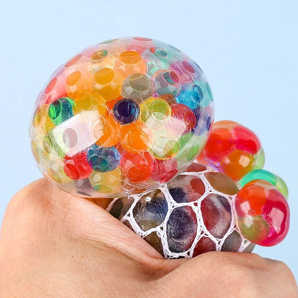 10pcs Transparent TPR Crystal Ball Solid Rainbow Ball Squeeze Toys  Children Birthday Gift