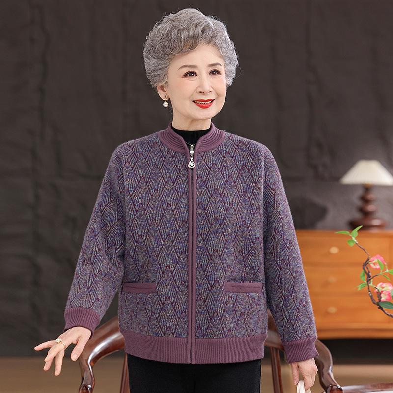 

2025 Women s Plus Velvet Zipper Jacket: Warm Winter One-Piece for Middle-aged and Elderly 3XL for 120-135 lbs