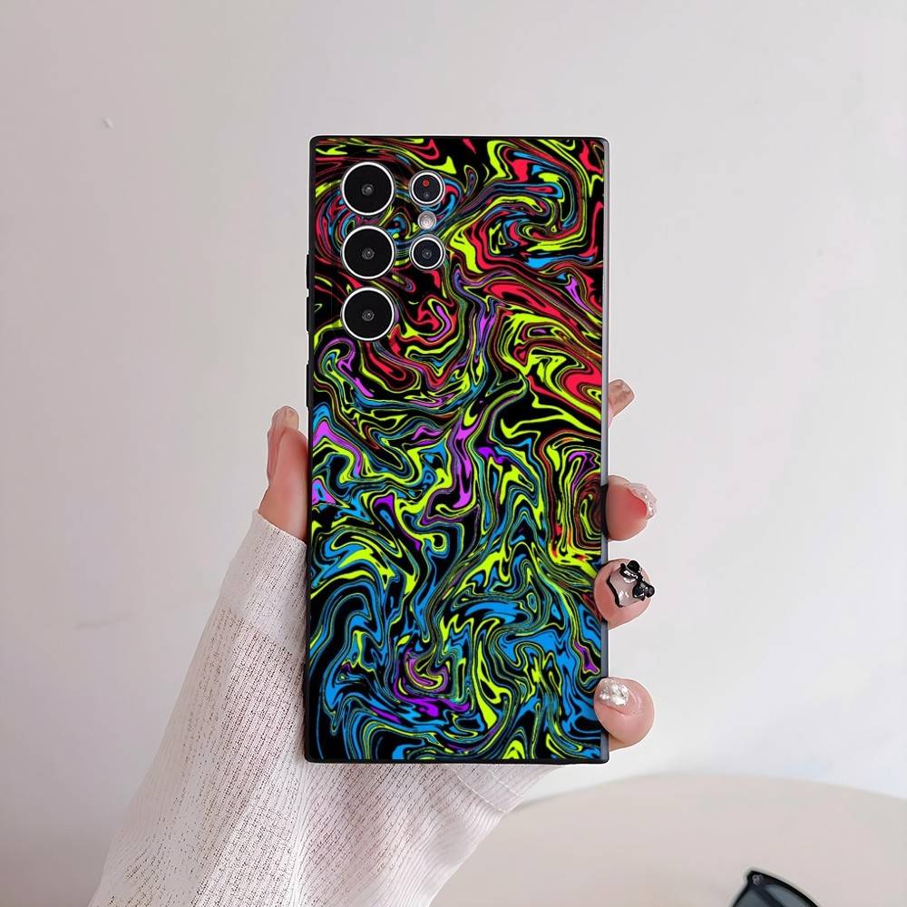 Fashion Neon Swirls Phone Case For Samsung Galaxy S25 S24 S22 S23 Ultra S21 S20 Plus 5G Frosted Non-Slip Full Cover Soft Case
