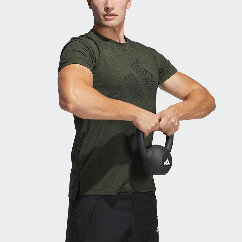 Adidas Three-Bar Logo Print Training Sports Short Sleeve Tee Men Tops Green GT7249