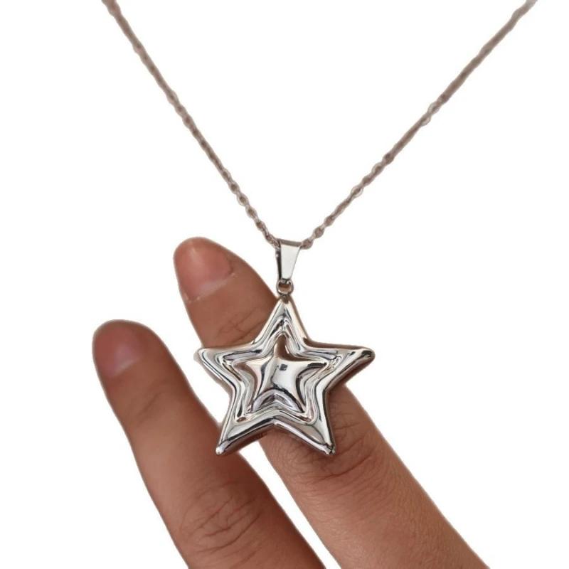 Fashionable 18K Gold Plated Stainless Steel Necklace Jewelry Waterproof Star Ring With Necklace for Weddings