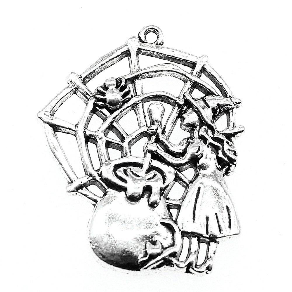 1 τμχ Charms Witch Refining Drugs Spider 38x30mm Αντίκα κατασκευής μενταγιόν Fit Vintage Θιβετιανό Ασημί Χρώμα DIY Χειροποίητο