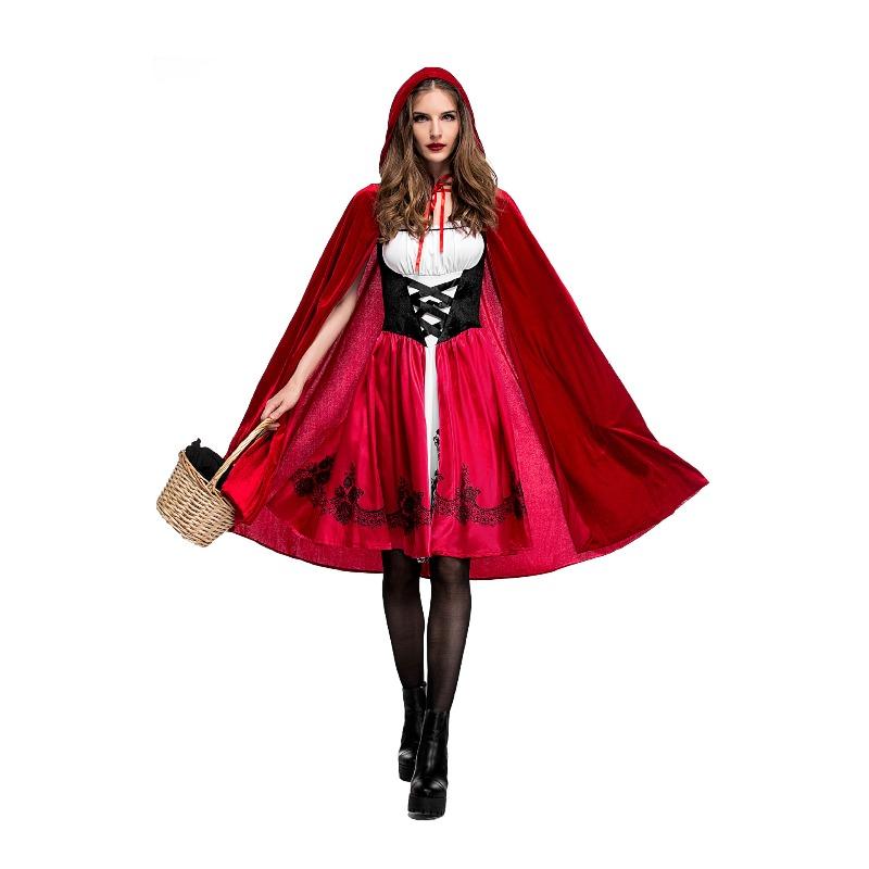 Color Halloween Little Red Riding Hood costume adult cosplay party costume recommended S красный
