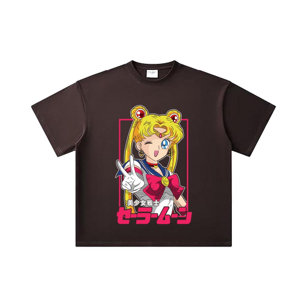 260 GSM Double Yarn 32 Count 100% Cotton Sailor Moon V9 Minako Print Unisex Heavy Cotton T Shirt