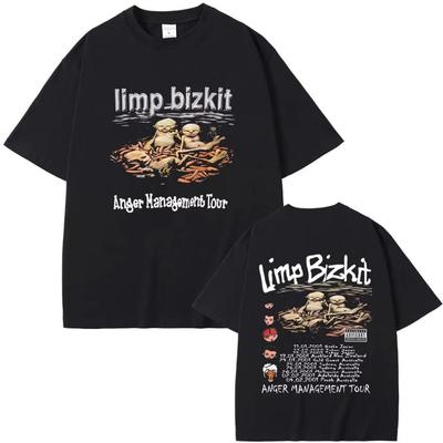 90s Rock Band Limp Bizkit Anger Management T-shirt Vintage Men Women Oversized Tee Clothing Unisex High Quality Cotton Clothes