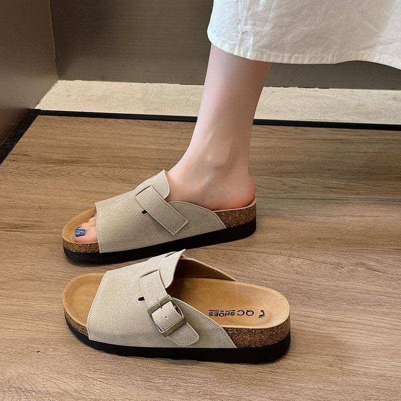 New Women's Suede Clogs Classic Cork Slippers Leather Mules Men Cork Footbed Sandals Comfort Beach Shoes with Arch Support