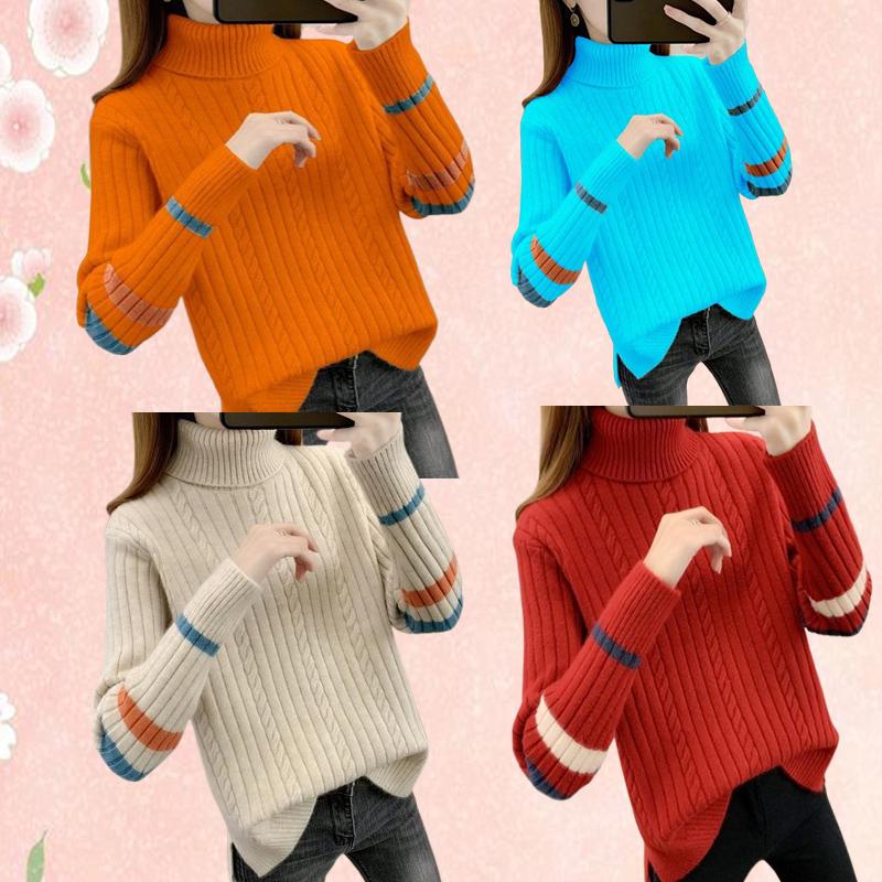 Autumn Winter Turtleneck Sweater Women's Pullover New High Stretch Long Sleeved Knitted Sweater Looser Female Jumper Tops