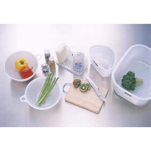 Inomata Chemical Feeling Square Washtub, 35cm Wide, Pearl White