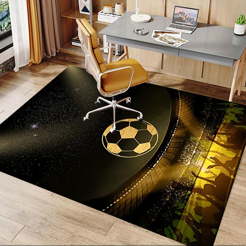 Golden Soccer Ball Chair Mat Office Carpet, Oversized Rug for Home Decor, Sofa Mat, Desk Pad Gift, Suitable for Bedroom, Living Room, Various Rooms