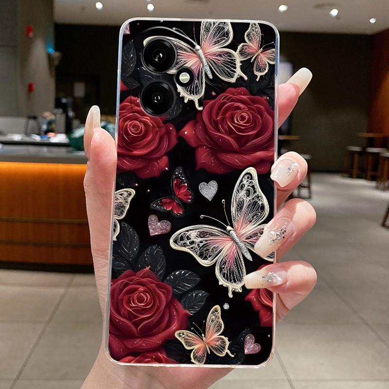 For Honor 400 5G Global Case DNY-NX9 Clear Soft TPU Silicone Butterfly Flower Cover For Huawei Honor400 Pro 5G Phone Shell Funda