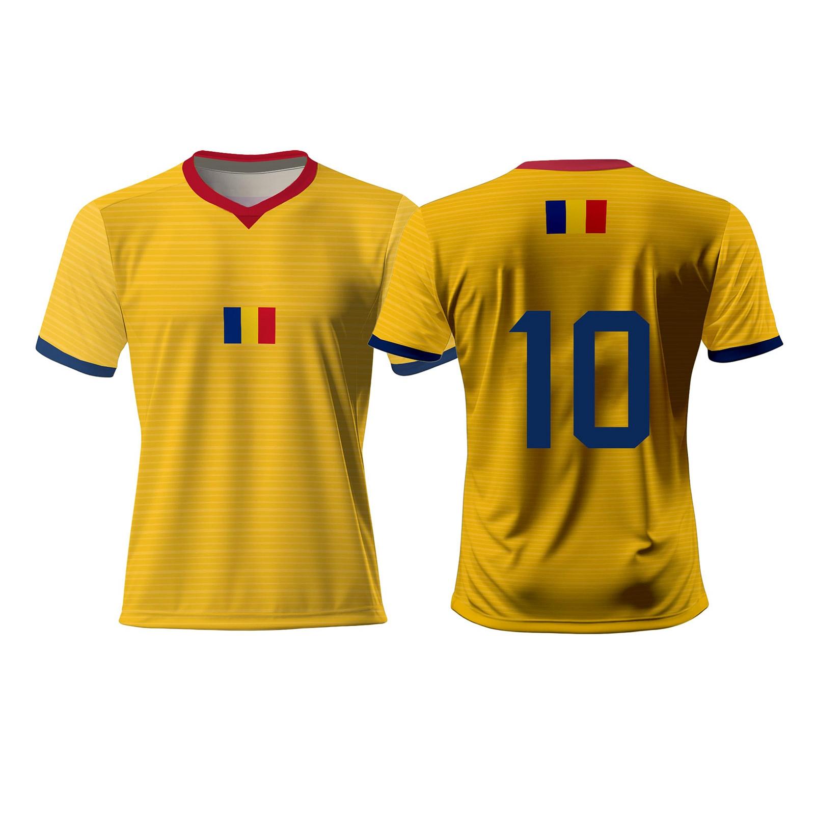 

Men s Soccer Jersey with Number and Flag Print Short Sleeve Crew Neck Lightweight Athletic Top for Sports Training XXXL жовтий