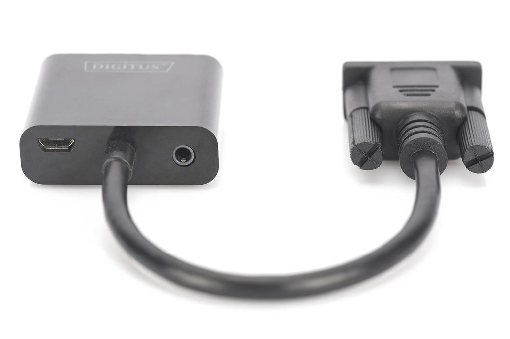 Kabel adapter DIGITUS VGA do HDMI 1080p FHD audio 3.5mm MiniJack