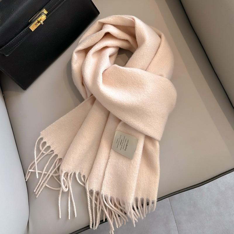 Womens White Wool Scarf Winter Warm Tassel Narrow Couple Style Student Fashion