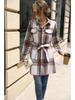 Elegante Vestito a Quadri Strisciati a Maniche Lunghe da Donna - Moda Primavera/Autunno