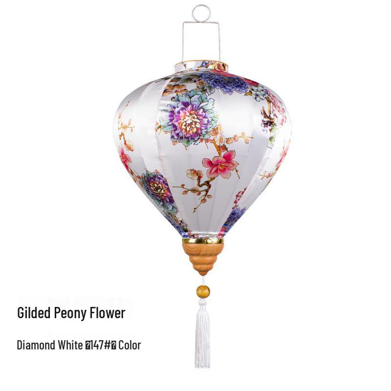 Gold-Edged Peony Palace Lantern - Chinese Style for New Year, Spring Festival, Weddings, Outdoor, or Housewarming Decor