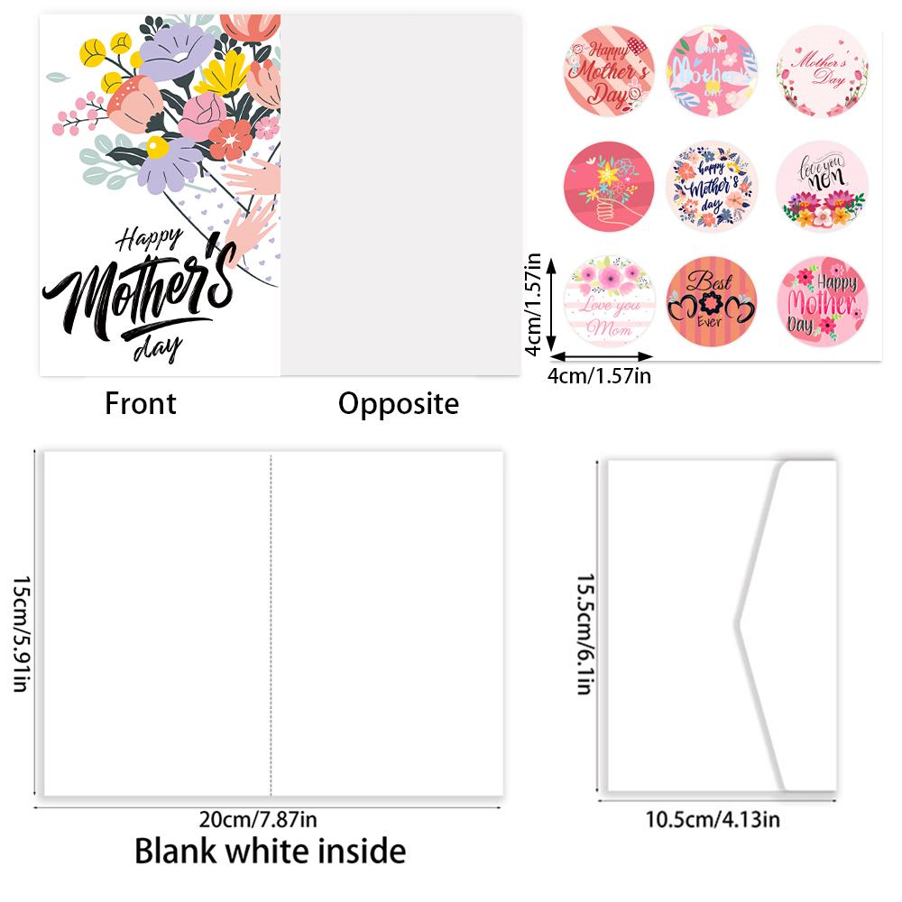 12/24pcs Happy Mother's Day Greeting Cards Floral Blank Note Cards With Envelopes Sticker Mother'S Day Present Gift Box Mom Wish