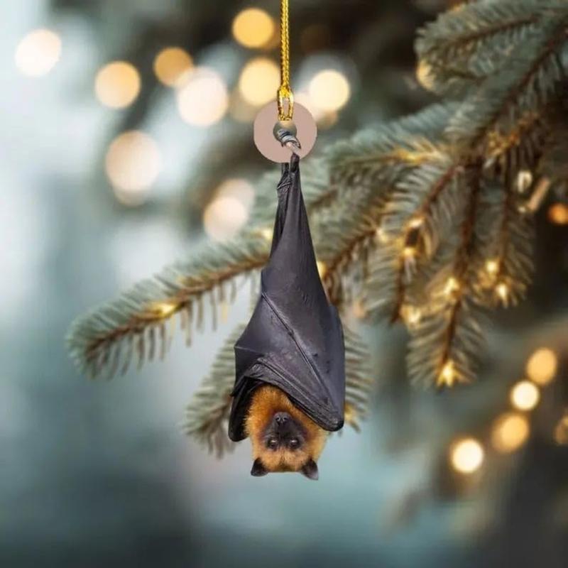 Bat Christmas Ornament, Hanging Bat Ornament for Tree, Realistic Strength-Down Bat Decor, Haunting Christmas Tree Hanging Ornament, Horror Bats