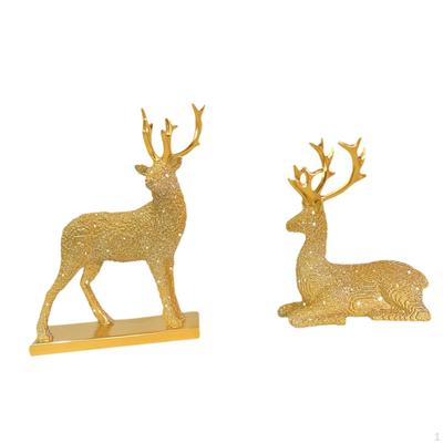 Reindeer Figurines Deer Crafts Decorative Funny Holiday Decor Resin Ornament Statue