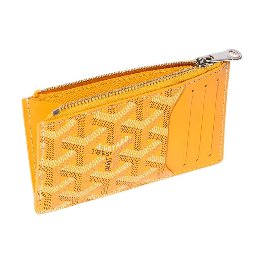 Goyard Bourbon Y Monogram Canvas And Calfskin Zip Card Holder Women Accessories Yellow BOURBOPMLTY-08CL08P