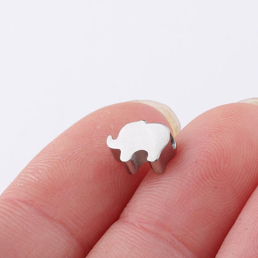 Gold Steel Color Elephant Beads: Mirror-Polished Stainless Steel, 6x8mm, 1.8mm Hole, Jewelry Accessories 6*8mm Elephant Small Hole Beads