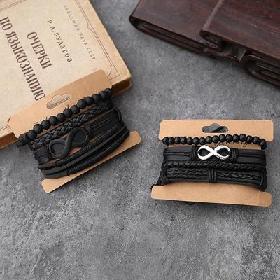 8-Figure Legierung Rindsleder Armband Set - Vier-teilige Kombination