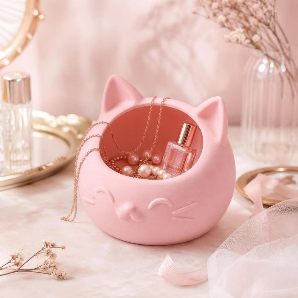3D Printed Desktop Storage Container Cat-Shaped Jewelry Holder Storage Box Bedroom