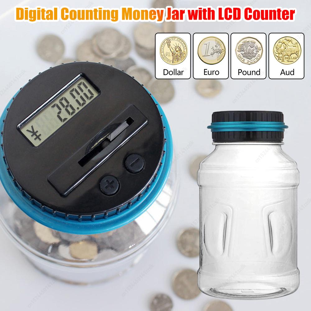 Coin Digital LCD Counting Coin Money Saving Box Electronic Piggy Bank Counter Jar Coins Storage Box For USD EURO Money Gifts