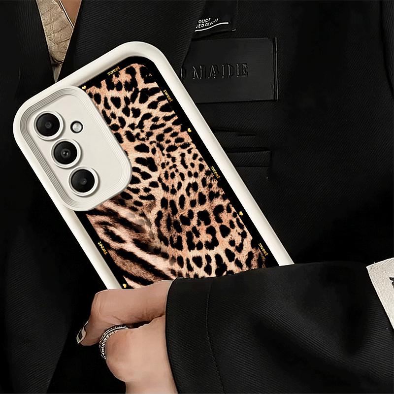 Phone Case for Samsung Galaxy A17 A16 A15 A14 A13 Fashion Sweet Leopard Print A56 A36 A26 A55 A35 A25 A54 A34 A24 A53 A33 A23 A0