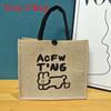 Snoopy Mickey Pattern Tote Bag With Cotton Linen Material For Daily Use And Trendy Casual Style