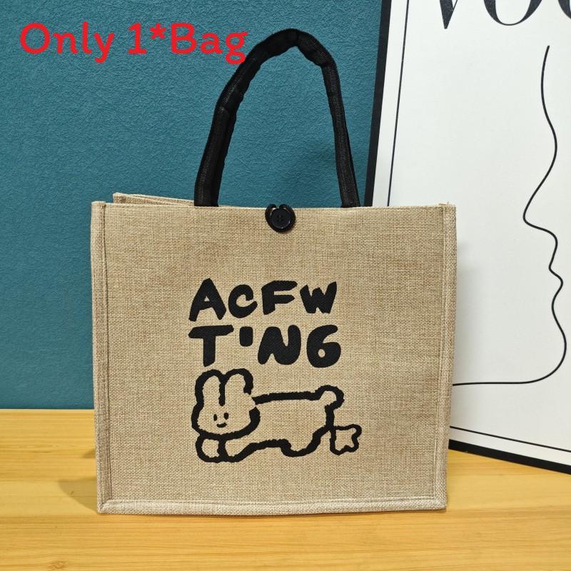 Snoopy Mickey Pattern Tote Bag With Cotton Linen Material For Daily Use And Trendy Casual Style