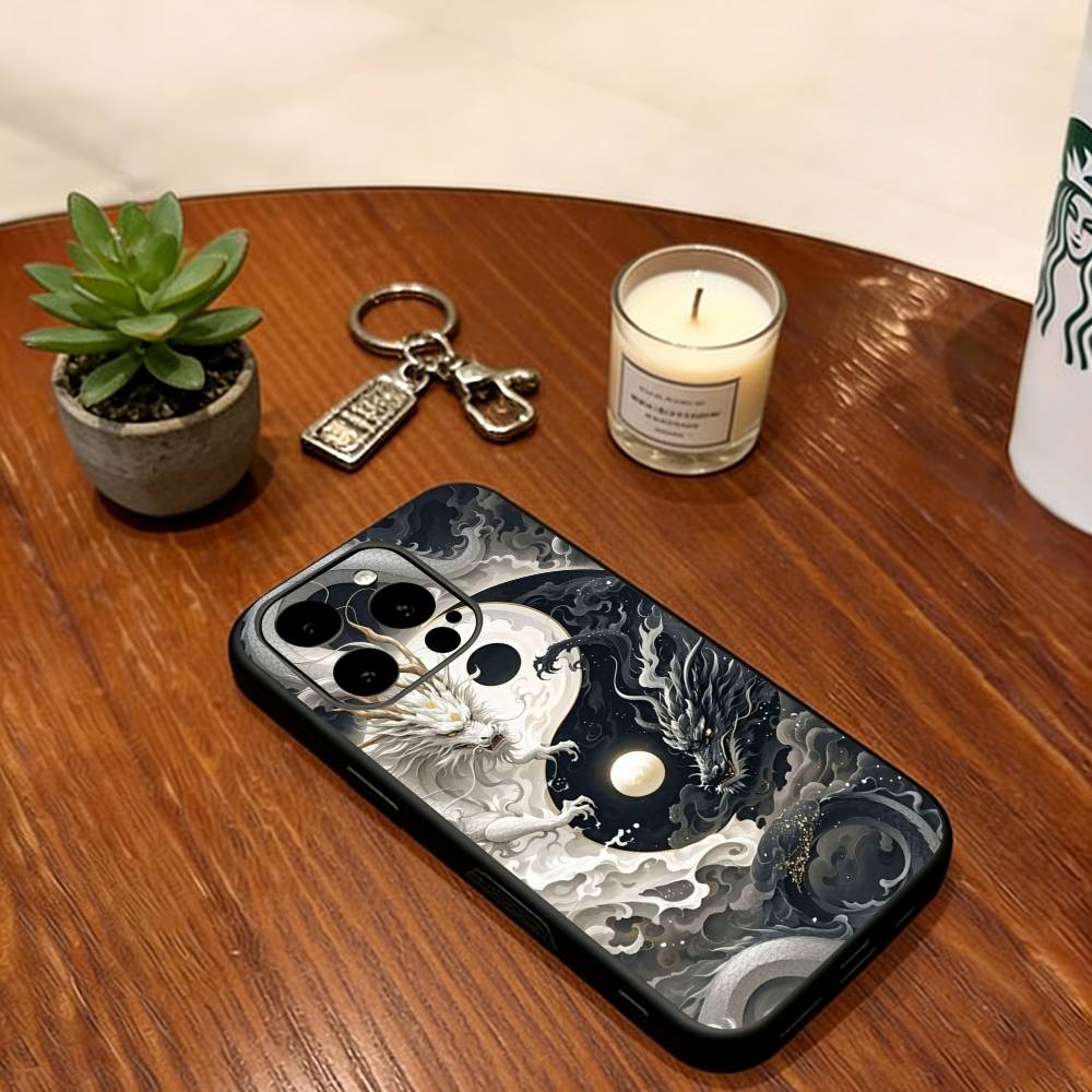 Sacred Dragon Phone Case For iPhone 17,16,15,14,13,12,11 Plus,Pro Max,XS,Soft Silicone Black Cover