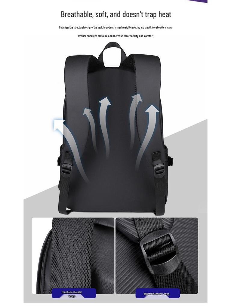 Herrryggsäck med stor kapacitet, lättviktig, vattenavvisande, för affärsresor