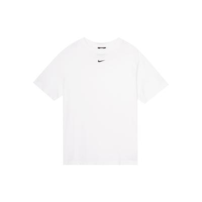 Αθλητικό Βασικό Μονόχρωμο Casual T-Shirt με Λογότυπο και Στρογγυλή Λαιμόκοψη Κοντομάνικο Γυναικεία Μπλουζάκια Λευκό DH4256-100