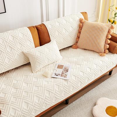 Solid Color Winter Crystal Velvet Sofa Cushion Thickened Plush Cushion Non-slip Leather Sofa Cover Simple