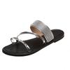 Sandalias de verano para mujer, sandalias planas con diamantes de imitación brillantes, zapatos casuales brillantes para la playa