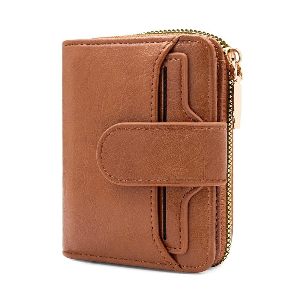 

Fashion Zipper Short Wallet High-end Integrated Coin Purse Waterproof Stationery Bag Card Storage коричневий
