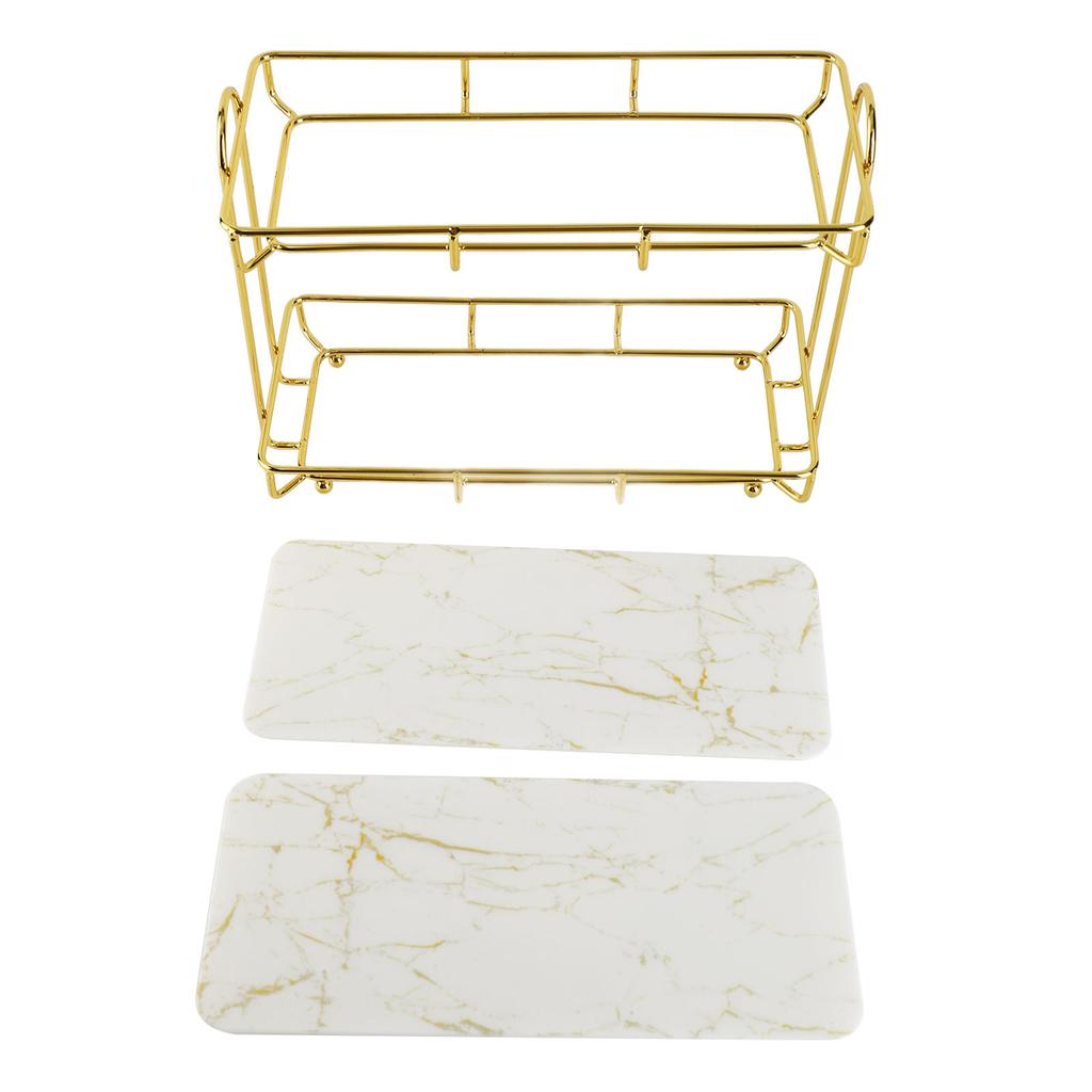 Bathroom Storage Rack Gold White 2 Tier Makeup Shelf Humanized Structure Anti Slip Counter Organizer Bathroom Counter Organizer