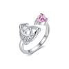 Celtic Knot Birthstone Heart Ring with Multi-Color Zirconia and Paved Diamonds - Retro Style Jewelry for Women