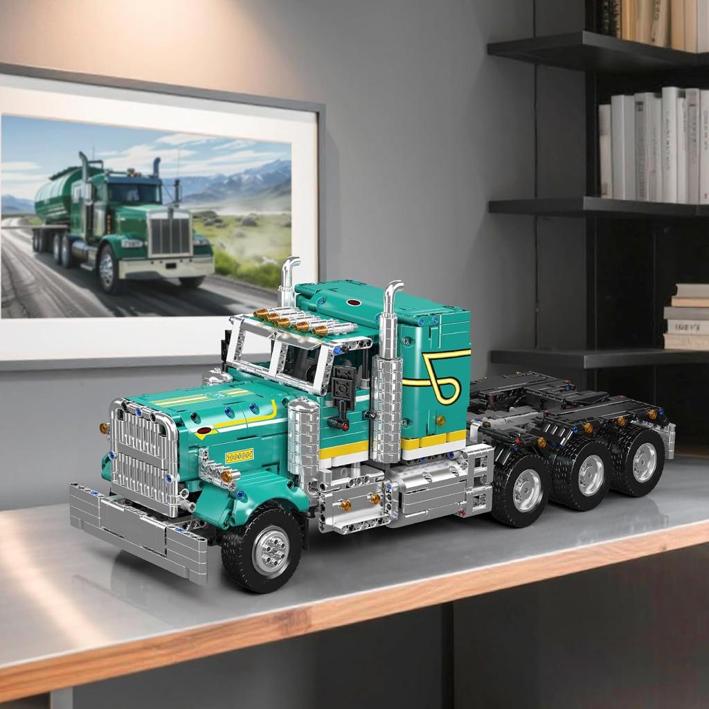 Mould King 13201 Truck Building Blocks Kit, APP&RC Controlled Mobile Trailer Model Kit, Adult and Youth Collection Gift (2064+Psc)