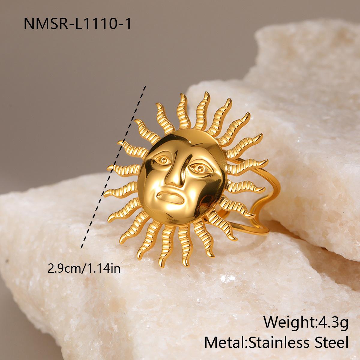 GEMCHIC Women s Geometric Titanium Steel Open Ring Fashion Ins Sun Ring Non-Fading Hand Jewelry