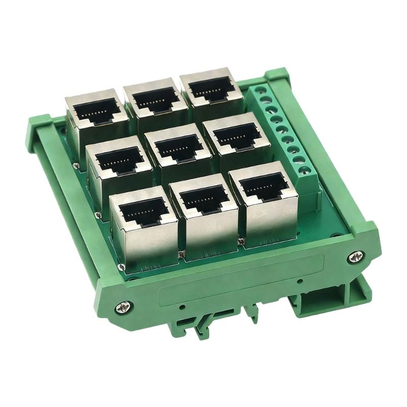 

9 Way RJ45 8P8C to Terminals Block Ethernet Port Adapter With Vertical Design For Space Saving Installation 1