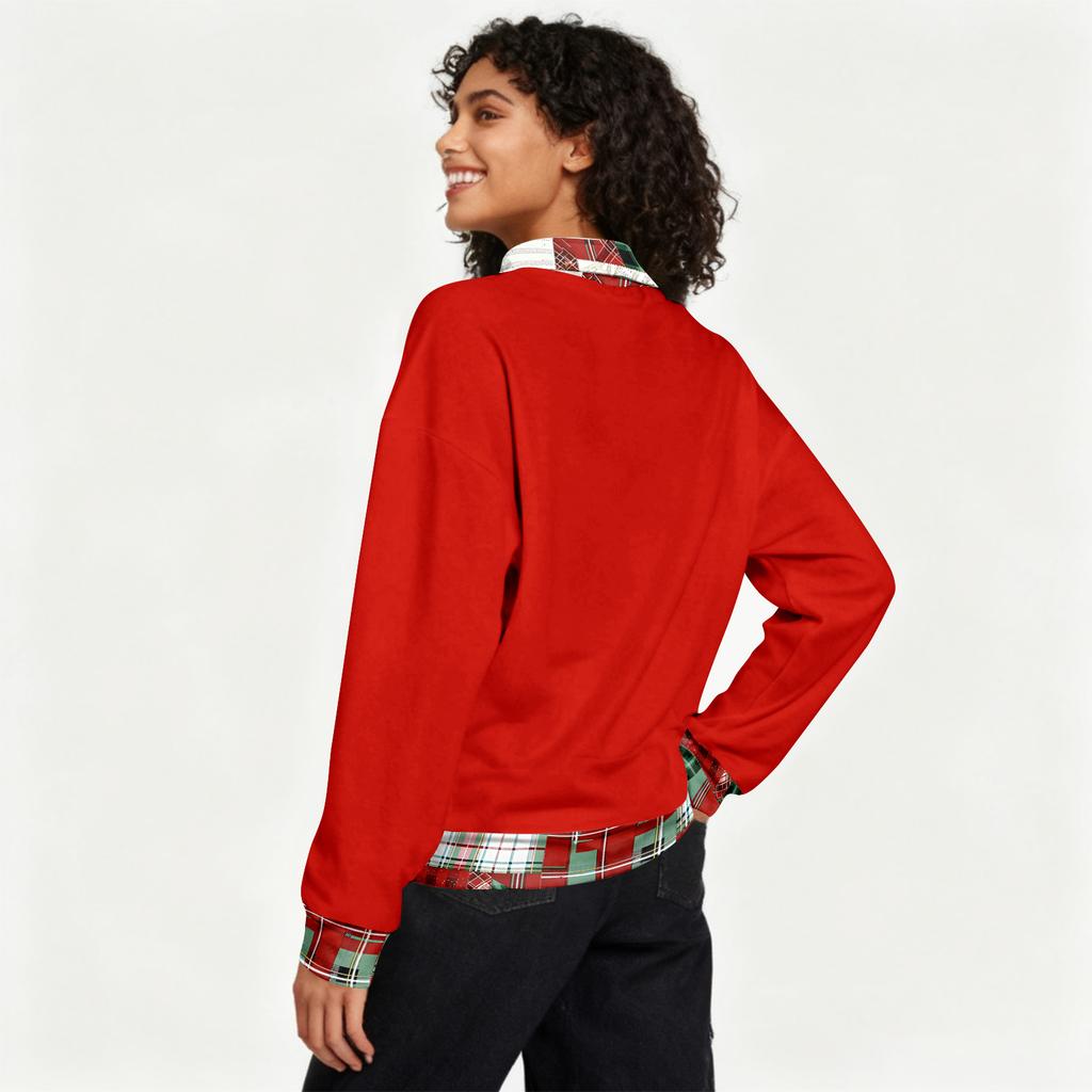 Women's Fashion Christmas Printed Long-Sleeve Pullover Top