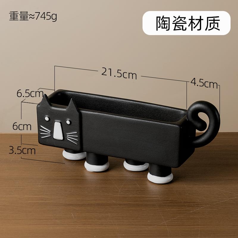 

Cartoon Cat Storage Tray Ornaments Home Decoration Crafts Remote Control Storage Porch Desktop Luxury Ornaments Abstract чорний