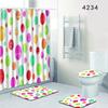 Multi-Element Pattern Bathroom Shower Curtain Floor Mat Toilet Cover Foot Mat Four-Piece Pattern Size