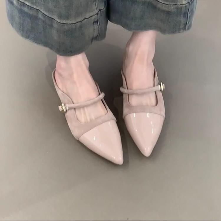 Fashion Shoes Shallow On A Wedge Cover Toe Ladies' Slippers Soft Pointed Slides Shoes On A Wedge Ladies' Slippers Shallow Pointed Toe So