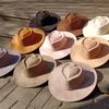 Blank Style Vegan Suede Hat Wide Brim Heart Crown Hat Classical Panama Hat